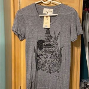 Salgado Fenwick hand-printed tee. Marked L runs S